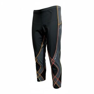 H9- CWX compression athletic Capri tights Black Leggings with Vibrant Accents